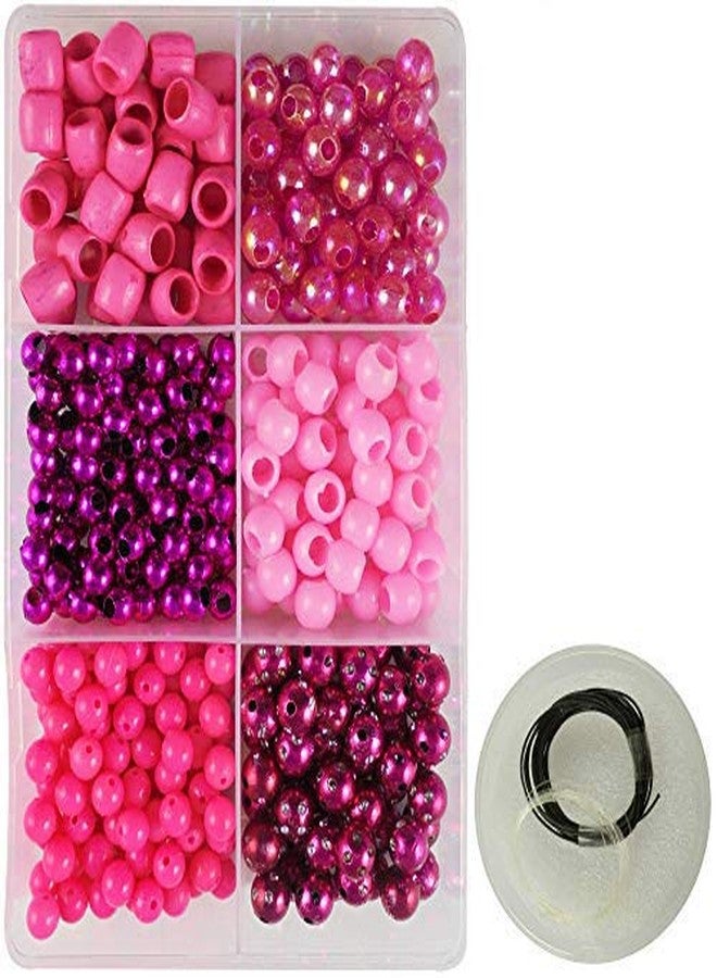 eshoppee Pink Colors Plastic Beads for Key Chain Keyring Jewellery Making kit Art and Crafts Materials for Necklace Bracelet Earring Making Materials DIY kit (ES4750) - Image 1